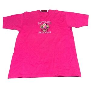 VTG 90s Cleveland Indians Slider Embroidered Shirt Pink Size XL MLB RARE